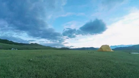 Sunset over the valley of the Ulaan river, Mongolia. Full HD Stock Footage 69128959