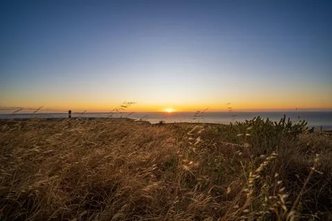 Sunset over the vast landscape of Cape Jervis Stock Photos