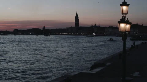 Sunset over Venice coast Stock Footage 49361831