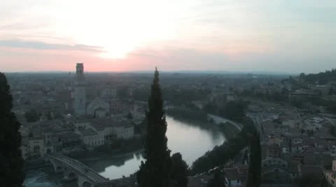 Sunset over Verona Stock Footage 12675664