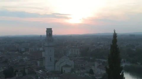 Sunset over Verona Stock Footage 12675695