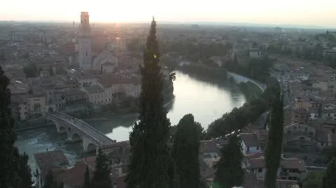 Sunset over Verona Stock Footage 12675758