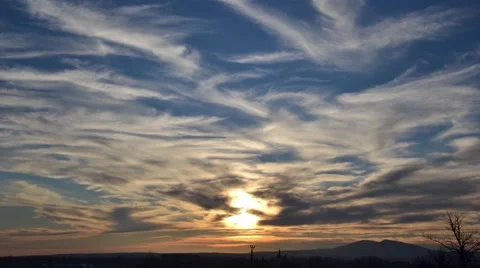 Sunset over the village Stock Footage 46778507