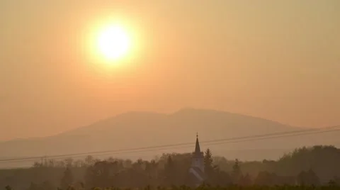 Sunset over the village Stock Footage 46778827