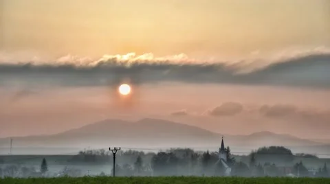 Sunset over the village Stock Footage 46779032