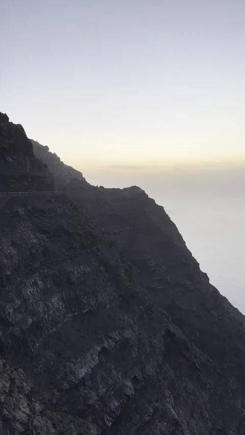 Sunset Over Volcanic Cliffs Stock Footage 326640936