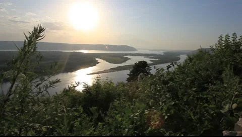 Sunset over Volga Stock Footage 7904910