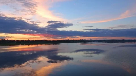 Sunset over Volga river Stock Footage 82524685