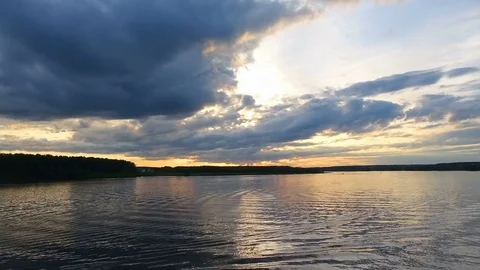Sunset over Volga river, timelapse Stock Footage 82524787