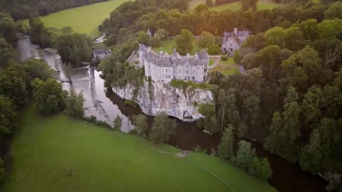 Sunset Over Walzin Castle, Belgium Video stock 304059664