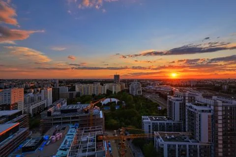 Sunset over Warsaw Stock Photos