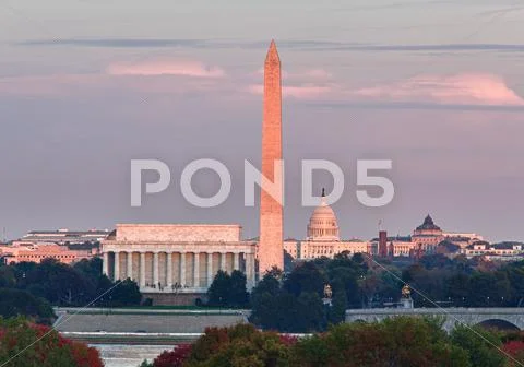 Sunset over washington dc Stock Photos