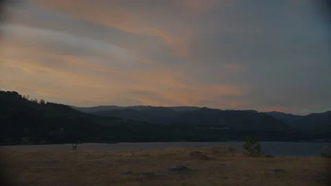 Sunset over the Washington side of the Columbia Gorge Stock Footage 234766674