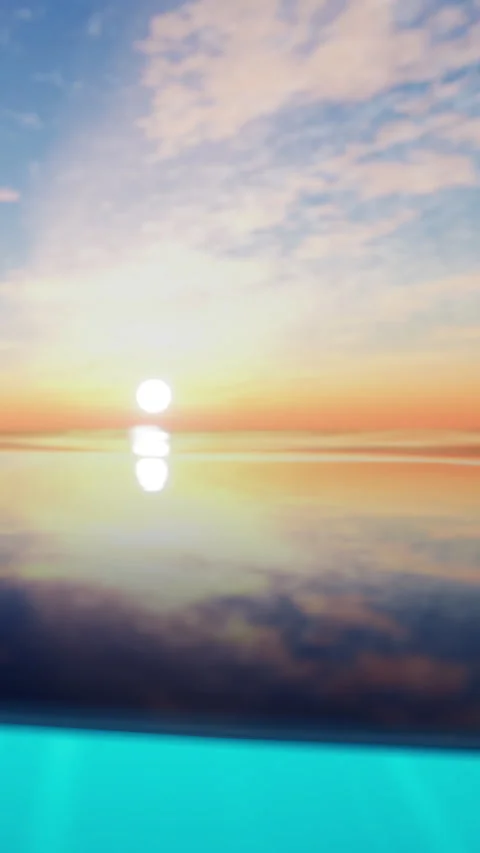 Sunset over the water with blue hues and soft clouds at dusk Stock Footage 340259936