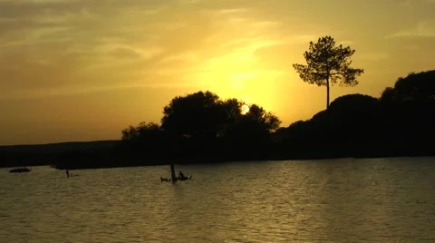 Sunset over water Stock Footage 46609539