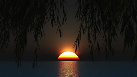 Sunset over water Stock Footage 292984884