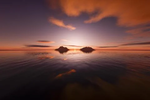 Sunset over the water Ilustração Stock