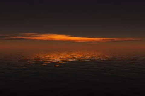 Sunset over the water Stock Illustration
