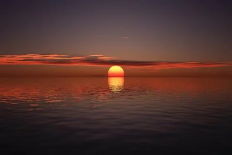 Sunset over the water Stock Illustration