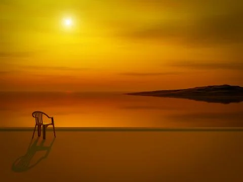 Sunset over the water Ilustração Stock