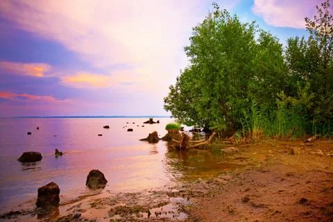 Sunset over water. Stock Photos