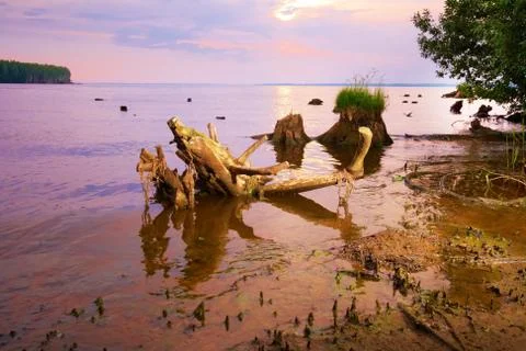 Sunset over water. Stock Photos