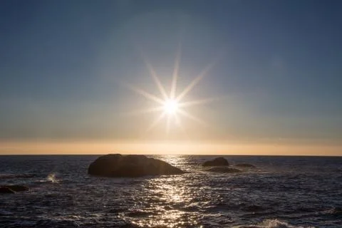Sunset over the water Foto stock