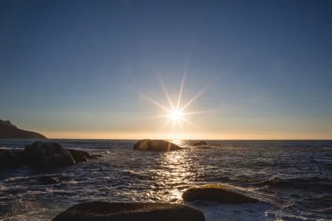 Sunset over the water Foto stock