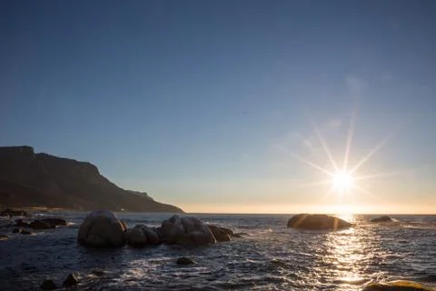 Sunset over the water Foto stock