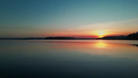 Sunset over the water with reflection  Stock-Footage 294707782