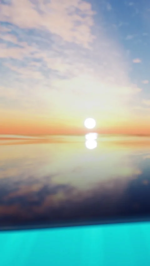 Sunset over water with reflections in a clear sky Stock Footage 335689326
