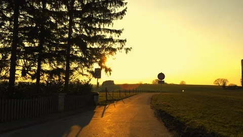 Sunset over the water tower Stockbeeldmateriaal 87649083