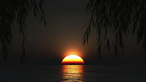 Sunset over water waves Stock Footage 292984752