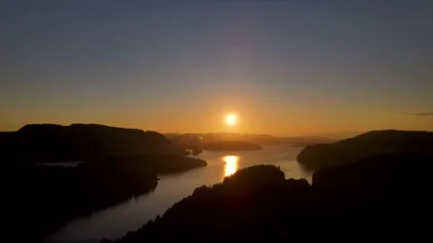 Sunset Over The Waters 4K Areal Stock Footage 249907555