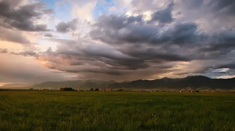 Sunset Over Wheat Field Stock Footage 60793145