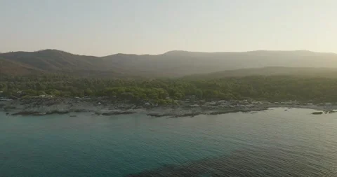 Sunset Over Wild Beach Mountains Camping In the Aegean Sea - Greece 库存影片 250101873