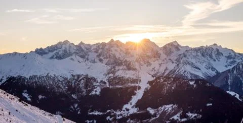 Sunset over winter Alps Stock Photos