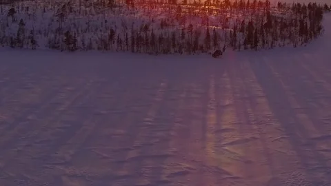 Sunset over the winter island Stock Footage 88492484