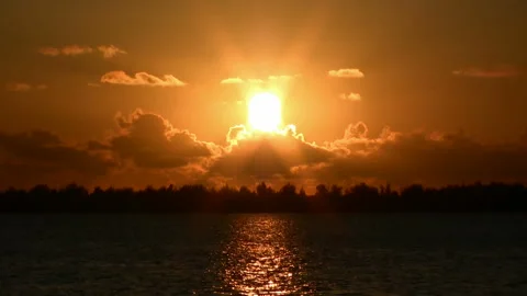 Sunset Over Yonaha Bay and Mangroves: Zoom Out Video stock 327499548