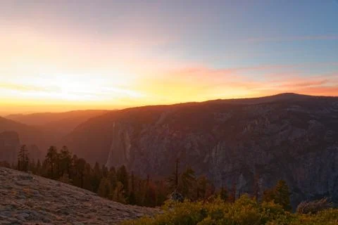 Sunset over Yosemite Valley Stock Photos