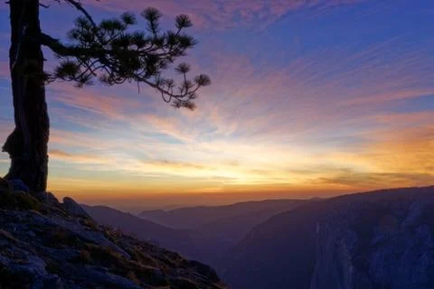 Sunset over Yosemite Valley Stock Photos