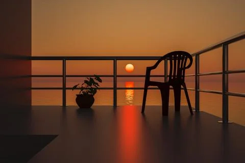 Sunset overlooking the ocean Illustrazione stock