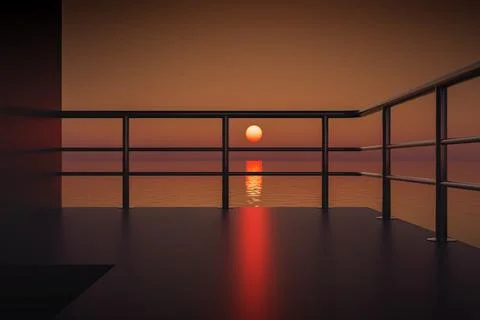 Sunset overlooking the ocean Illustrazione stock
