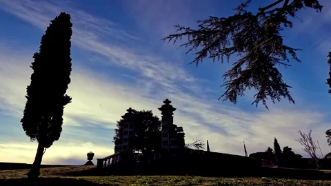 Sunset overlooking the park with blue sky Stock Footage 240704943