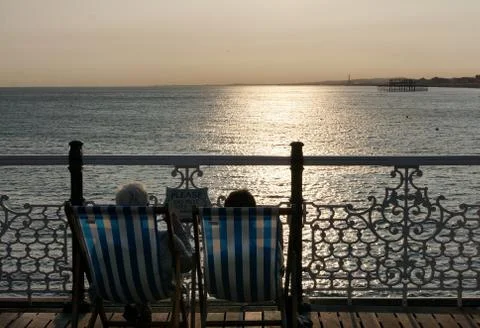 Sunset overlooking the water Stock Photos