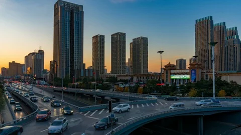 Sunset of overpass building 1080P Stock Footage 115208065