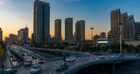 Sunset of overpass building 4K Stock Footage 115208628