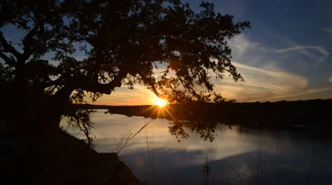 Sunset Pace Bend Park Lake Travis 6644 Stock Footage
