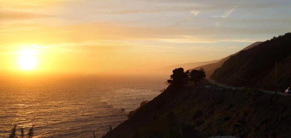 Sunset, Pacific Coast Highway, Route 1, California Stock Photos