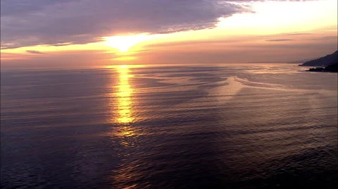 Sunset Pacific Ocean Aerial Stock Footage 56331167